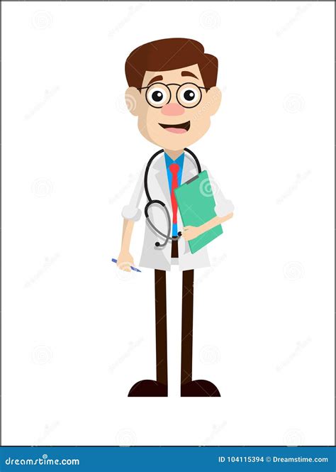 Berufskarikatur Doktor Character Vector Stock Abbildung Illustration