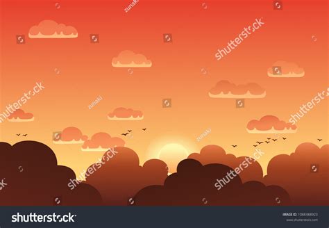 Vector Illustration Beautiful Sunset Sky Cartoon Stock Vector (Royalty Free) 1088388923 ...