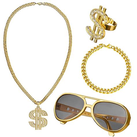 Hip Hop Costume Kit S S Rapper Accessories Hip Hop Punk Jewelry