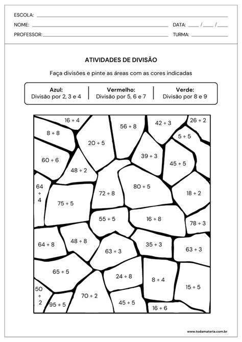 Atividade De Divisao Para O 5 Ano - Atividades de divisão para o 5º ano (para imprimir) - Toda Matéria