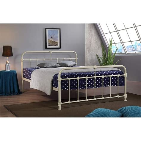 Buy Mandy Double Metal Bed Frame Cream Hospital Victorian Style Small