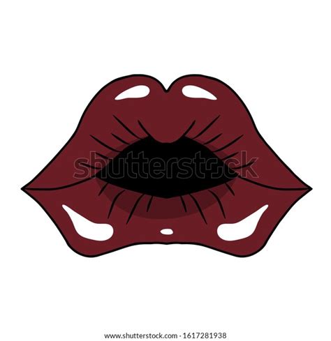 Vector Red Hot Lips Black Outline Stock Vector Royalty Free