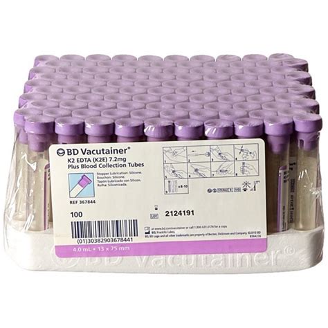 BD Vacutainer K2 EDTA Plus Blood Collection Tubes 100 Pk Medical