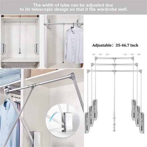 Buy Uyoyous Pull Down Closet Rod Aluminum Adjustable 35 46 7 Inch Heavy