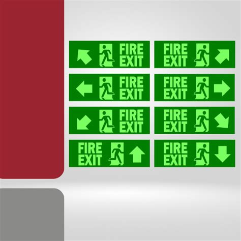 Luminous Fire Exit Signage Glow In The Dark Cut Out Sticker On 3mm