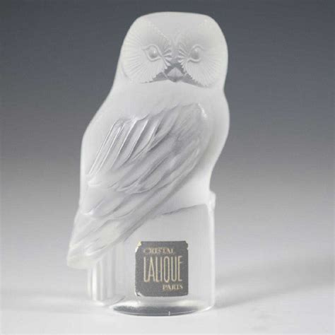 Lalique Crystal Owl Paperweight