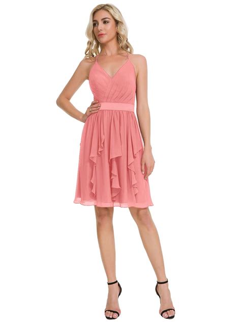 Alicepub Sexy Halter Chiffon Short Bridesmaid Dresses For Women Girl