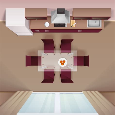 Modern Kitchen Top View Realistic Image 478399 Vector Art at Vecteezy