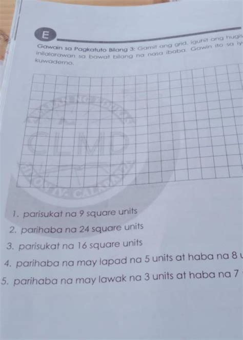 E Gawain Sa Pagkatuto Bilang Gamit Ang Grid Iguhit Ang Hugis