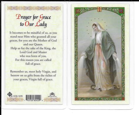 Laminated Prayer Card “prayer For Grace To Our Lady”