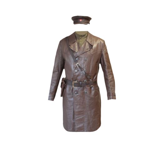 Pardessus En Cuir D Officier Sovi Tique Militaire Nkvd Brun Urss