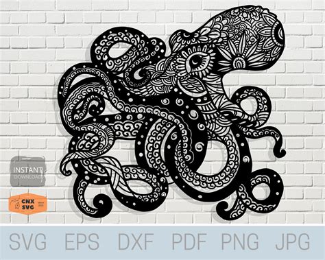 Kraken Octopus Giant Squid Svg Dxf Vector Eps Clipart Cricut Images