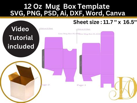 Oz Mug Box Template Svg Oz Mug Box Mug Box Template Cut Files