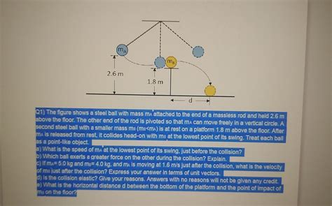 Solved Q The Figure Shows A Steel Ball With Mass Ma Chegg