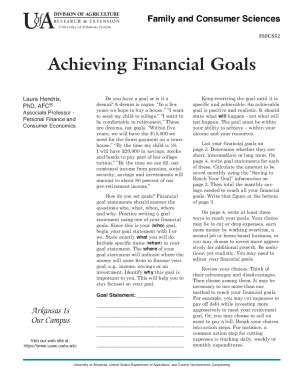 Fillable Online Achieving Financial Goals Fsfcs This Fact Sheet