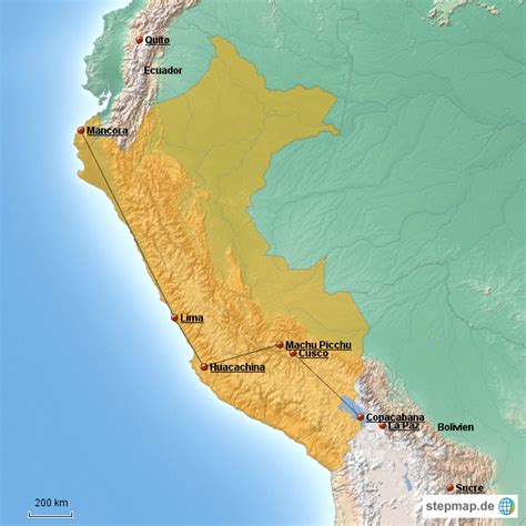 Stepmap Peru Landkarte F R S Damerika