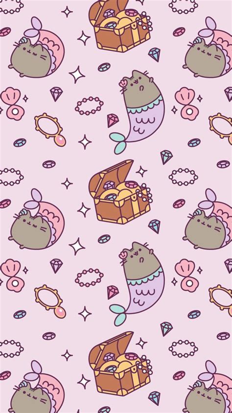 Pusheen Wallpaper Mermaid Cat Phone Wallpaper Kawaii Wallpaper