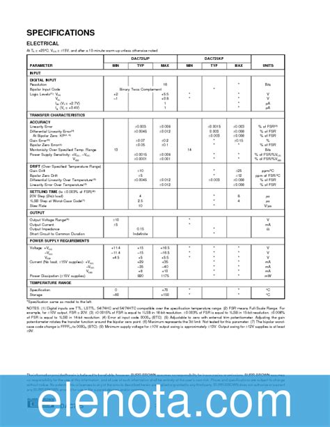 Dac Datasheet Pdf Kb Burr Brown Pobierz Z Elenota Pl