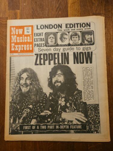 Nme New Musical Express September Th Led Zeppelin Cover Ebay