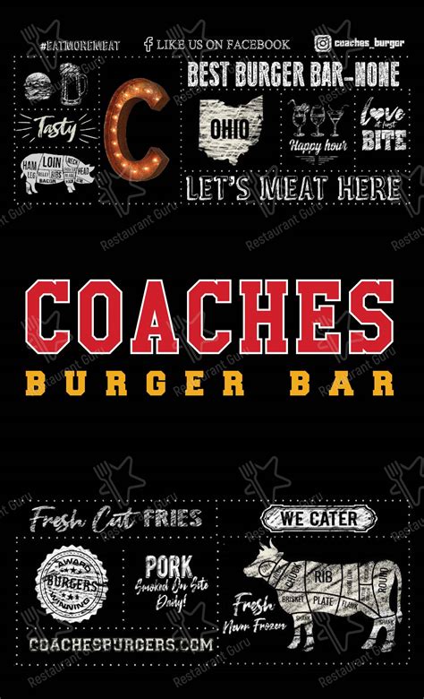 Menu at Coaches Burger Bar, East Liverpool