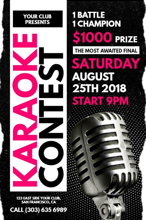 Karaoke Contest Flyer Design In Pink Click To Customize Contest