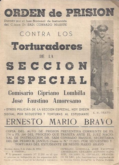 Orden de prisión contra los torturadores de la sección especial