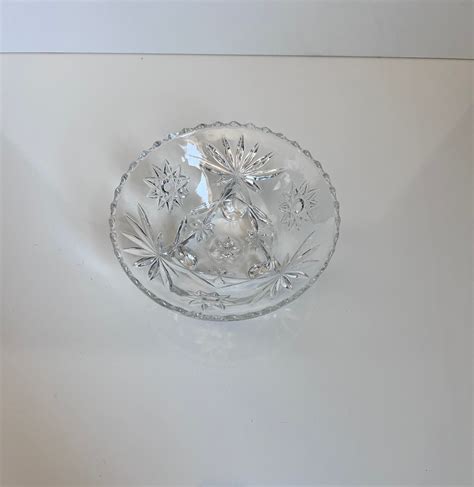 1960's Anchor Hocking Star of David Pressed Glass Footed Bowl With