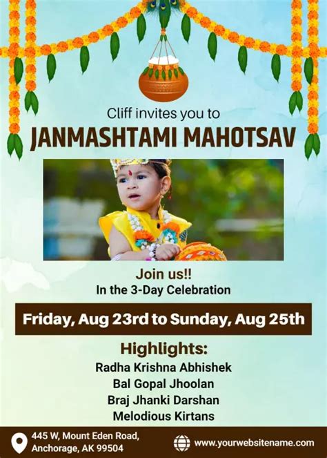 Janmashtami Invitation Templates - PhotoADKing