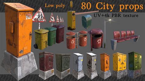 3d Model City Props Low Poly Vol 1 Vr Ar Low Poly Cgtrader