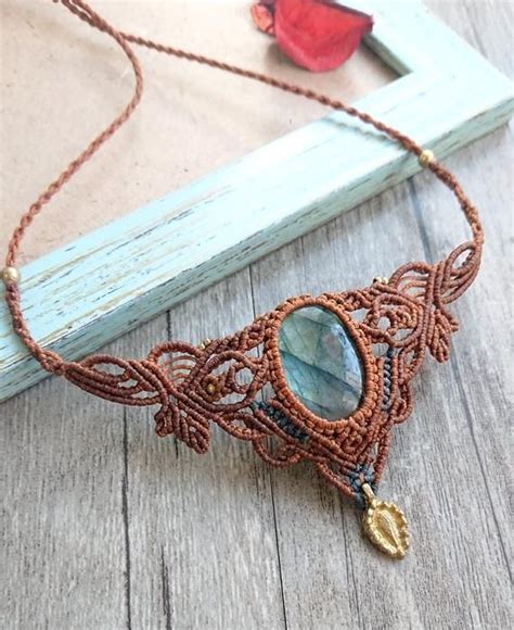 Misssheep N Labradorite Macrame Necklace Bohemian Jewelry Etsy