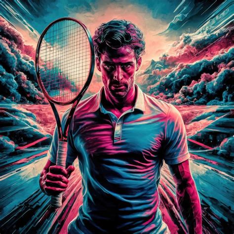 Vue d un joueur de tennis avec un effet de style d art numérique