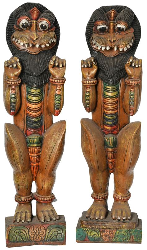 Pair of Yali (Large Size) | Exotic India Art