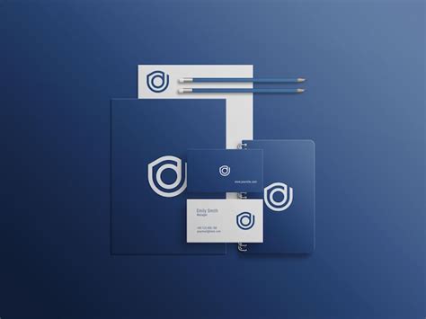 Premium Psd Mini Stationery Blue Color Set Psd Mockup