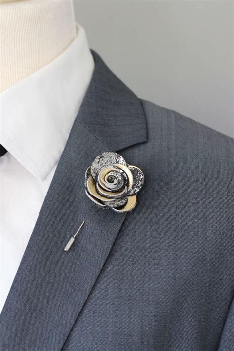 Gold Lapel Flower Silver Lapel Flower Pin Gold Silver Wedding