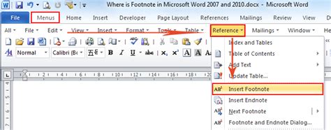 Where is the Footnote in Microsoft Word 2007, 2010, 2013, 2016, 2019 and 365