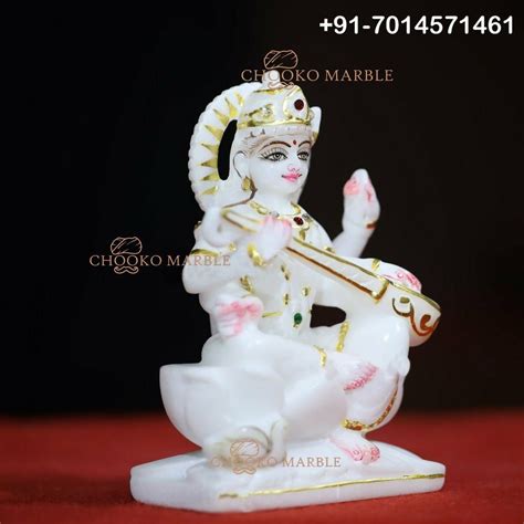 White Marble Saraswati Mata Statue Inches Height Temple At Rs