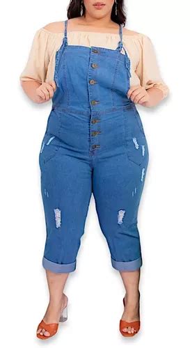 Macacão Jeans Feminino Plus Size Longo Jardineira Feminina Frete grátis