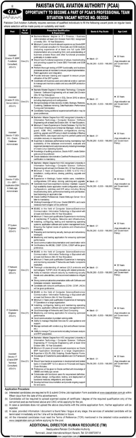 Assistant Director IT Jobs 2024 In PCAA Karachi 2025 Job Advertisement