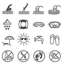 Swimming Pool Rules Set Icons And Symbol Vector Image