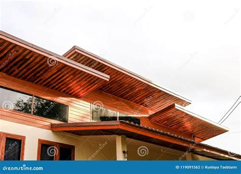 Wooden Gable Roof Of Modern House Stock Photo Image Of Roof Window