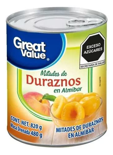 2 Pzas Duraznos Great Value Mitades En Almíbar 820 G MercadoLibre