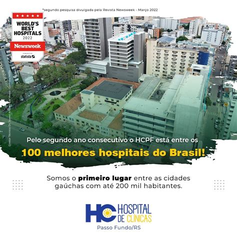 Pelo segundo ano consecutivo o HCPF está entre os 100 melhores