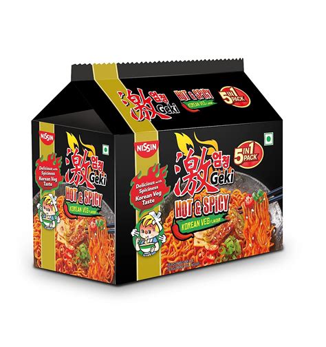 Geki Hot And Spicy Korean Ramen Instant Noodles Veg 5 In 1 Pack 400 Gm