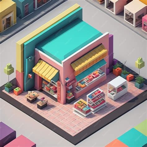 Premium Photo 3d Isometric Shop Building Created With Generative Ai