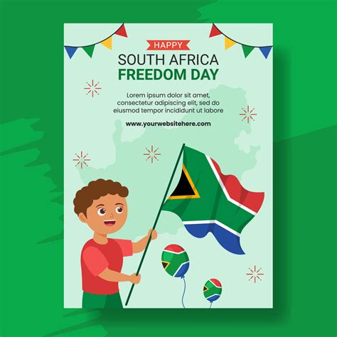 Happy South Africa Freedom Day Vertical Poster Cartoon Hand Drawn