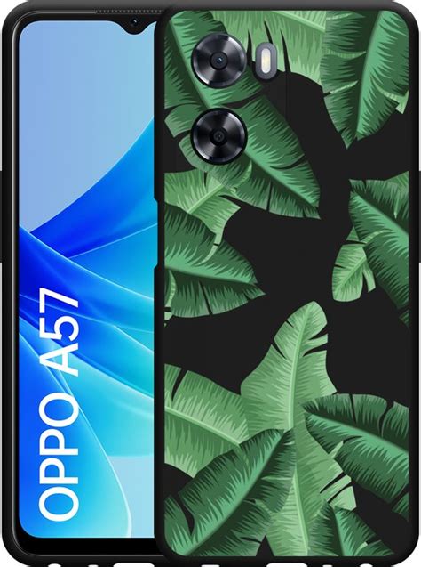 Oppo A57 Hoesje Zwart Palm Leaves