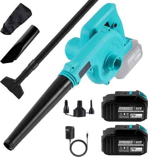 Tesony Cordless Leaf Blower 2 In 1 Electric Small Blower And Vacuum With 2 X 21v