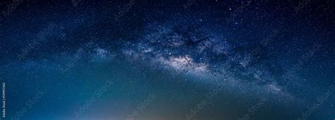 Landscape with Milky way galaxy. Night sky with stars. Stock Photo ...