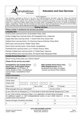 Fillable Online Campbelltown Nsw Gov Waiting List Form PDF 193KB