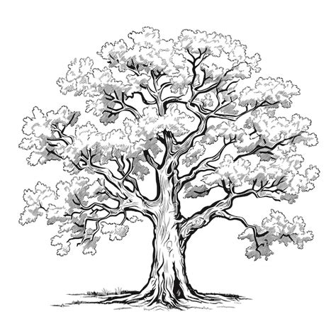 Premium Vector Hand Drawn Sketch Oak Tree Illustration